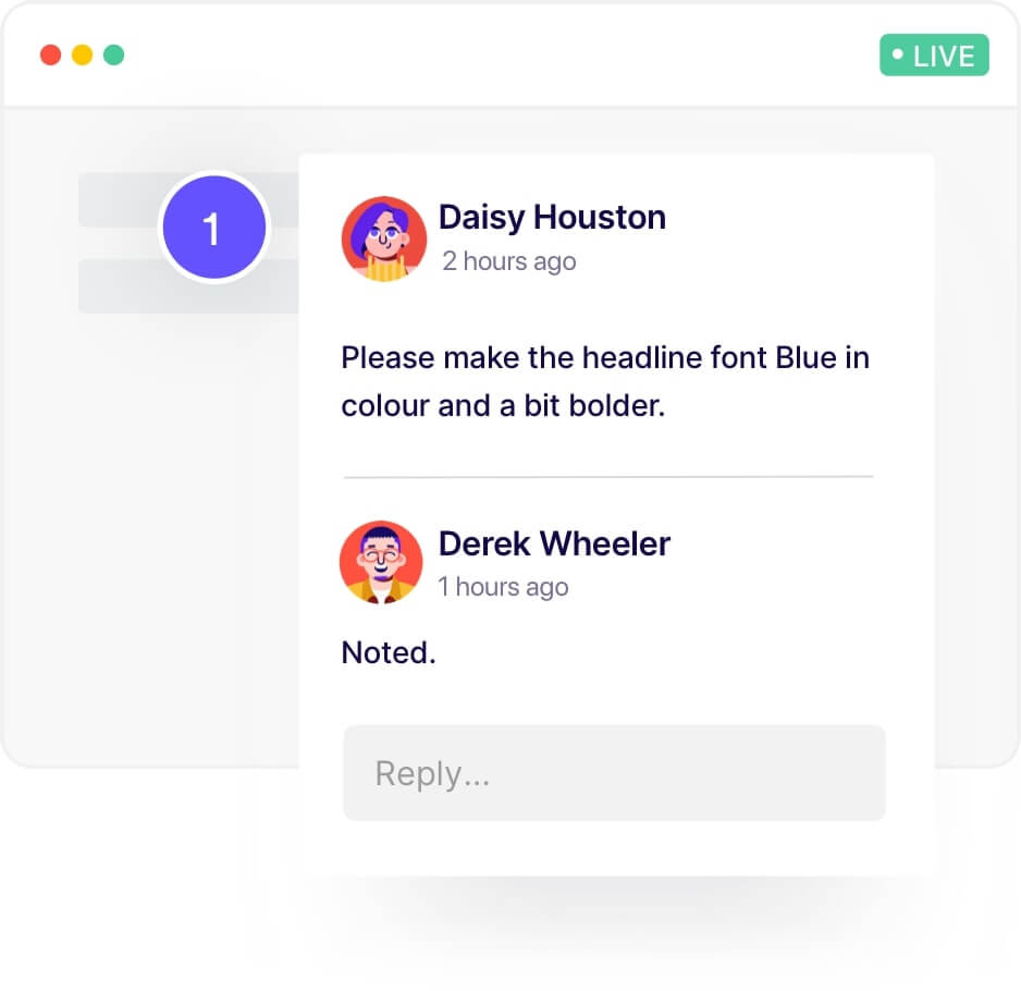 illustration of leaving comment on live website illustration of leaving comment on live website